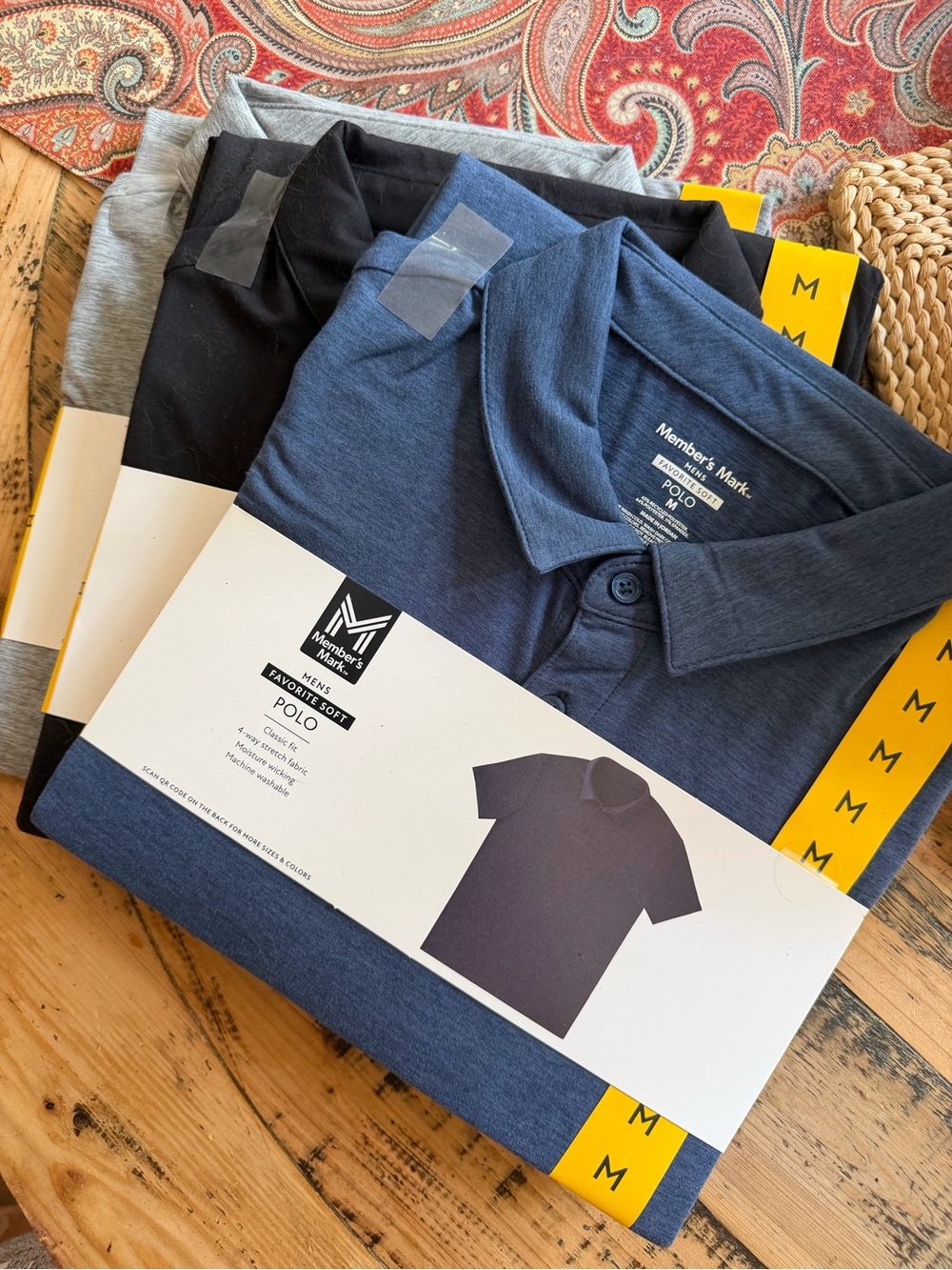 Member's Mark Men's Heathered Navy Performance Polo - 3-Pack